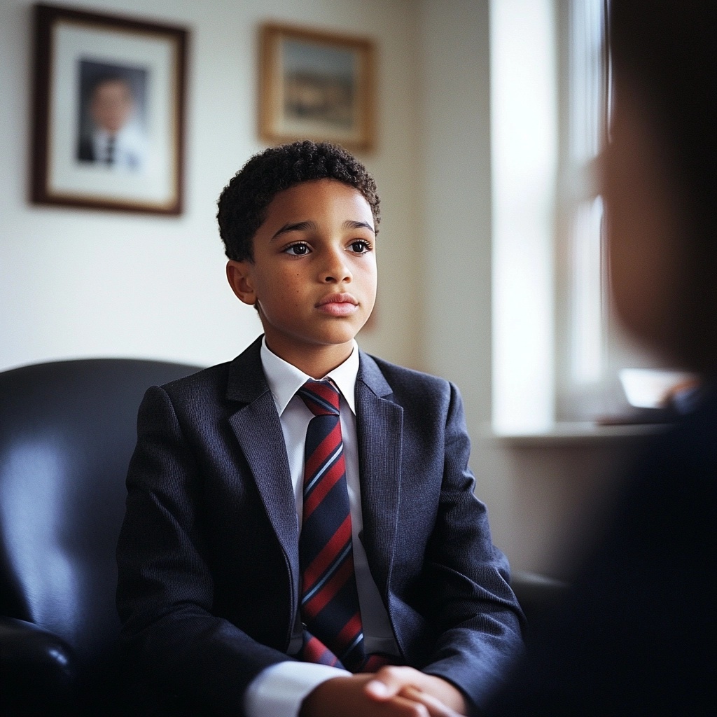 independent school interview smiling mixed race boy 0_27